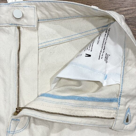 Triarchy Jeans Women 31 Ms Hart Petal Hem High Rise Straight Leg Denim Cream NWT - Picture 4 of 15